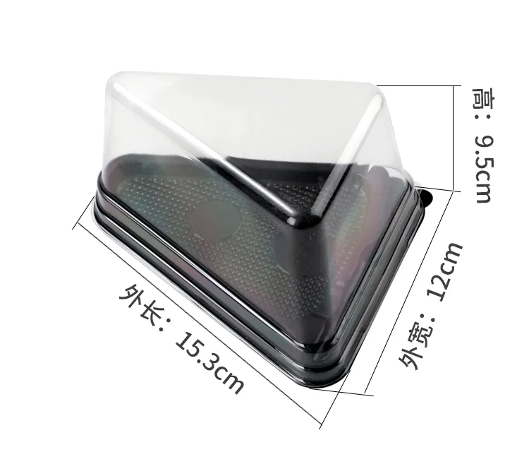 Wholesale Cake Slice Boxes 8-inch Triangle Cake Containers with Forks (1)