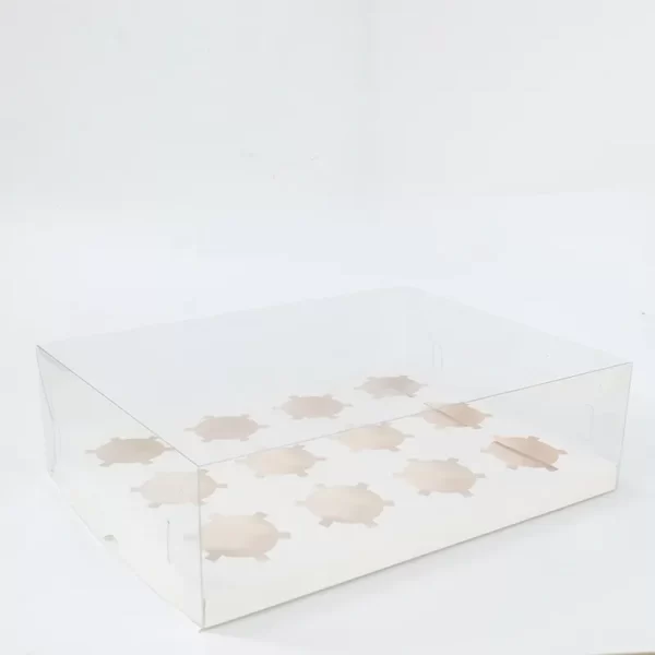 12-Hole Clear Mini Cupcake Boxes Bulk with Elegant Ribbon and White Inserts (2)