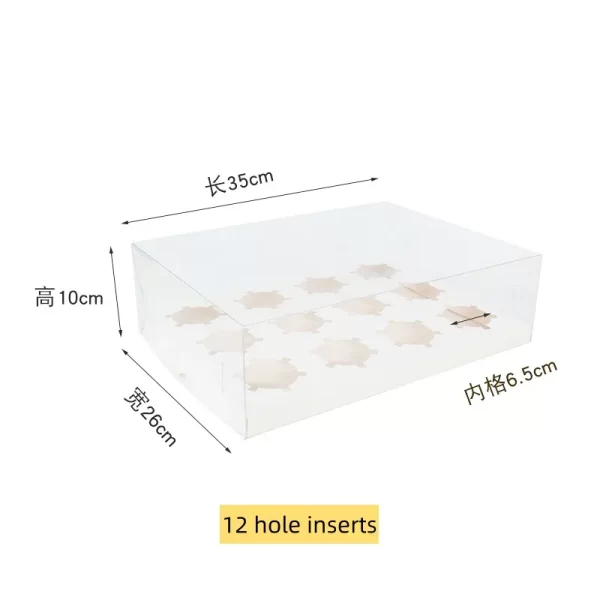 12-Hole Clear Mini Cupcake Boxes Bulk with Elegant Ribbon and White Inserts
