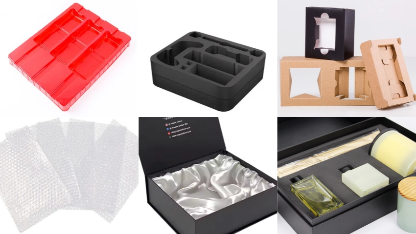Liners and trays for custom packaging boxes