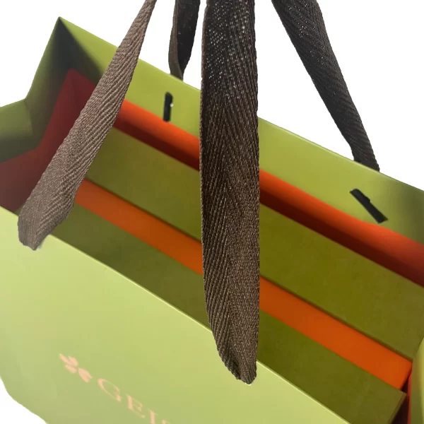 Wholesale Luxury Classic Customized Embossed Rigid Gift Box with Compartments Olive Green Packaging with Handle Bag Foil Stamping2